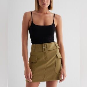 Express Army Green High Waisted Cargo Skirt Size 14 NWT